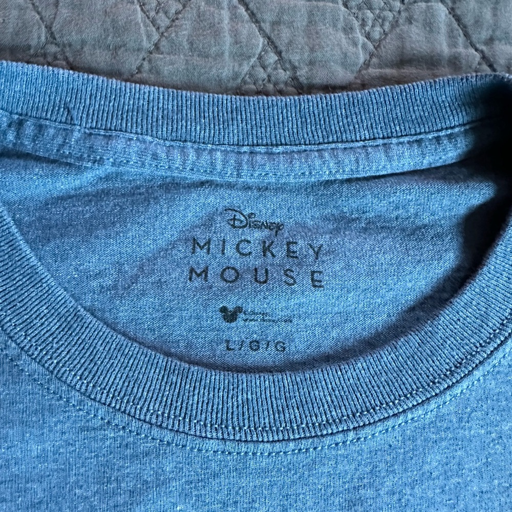 Disney Mickey Mouse Blue T-Shirt with Mickey Mouse Silhouette Size Large - Picture 3 of 6